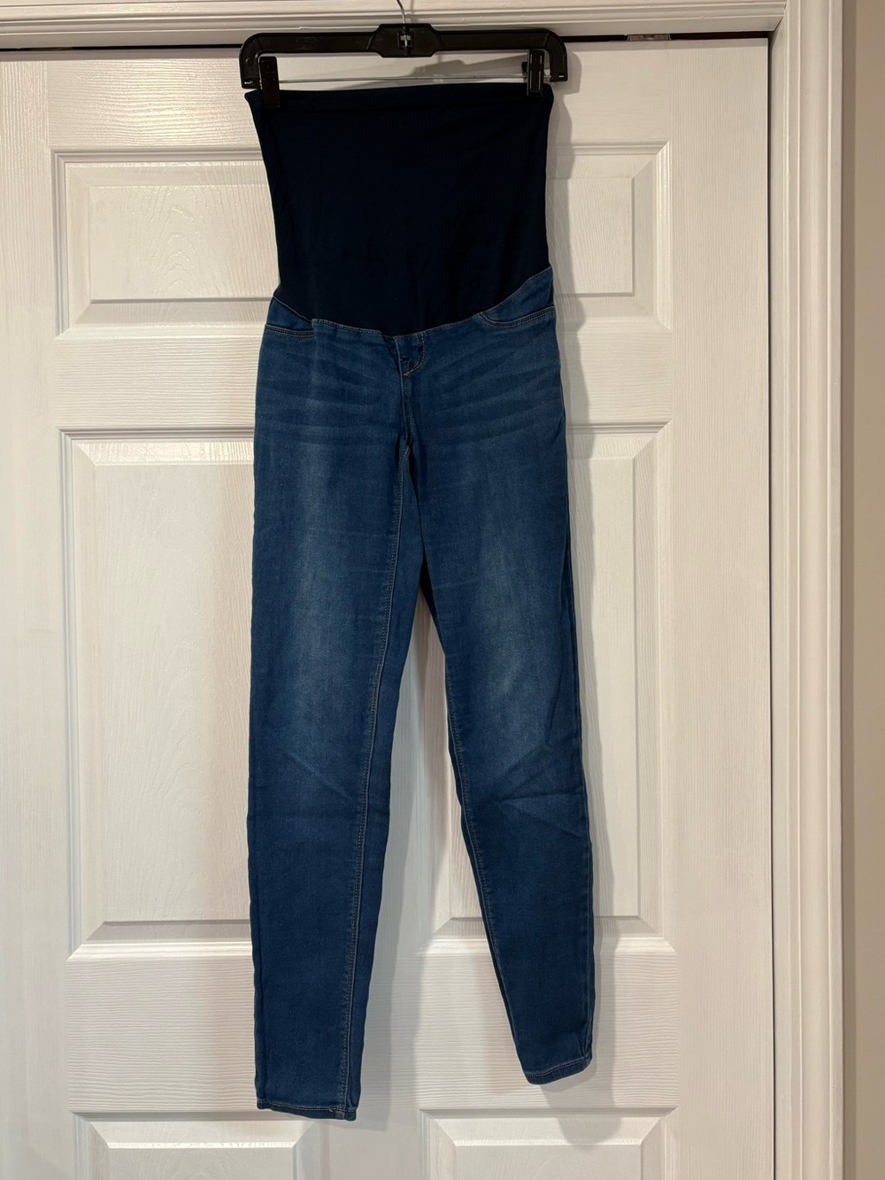 1822 Denim Dark Blue Jeggings with Black Over-Belly Panel